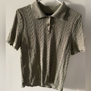 Khaki Green Tahari Sweater Polo. Size SP